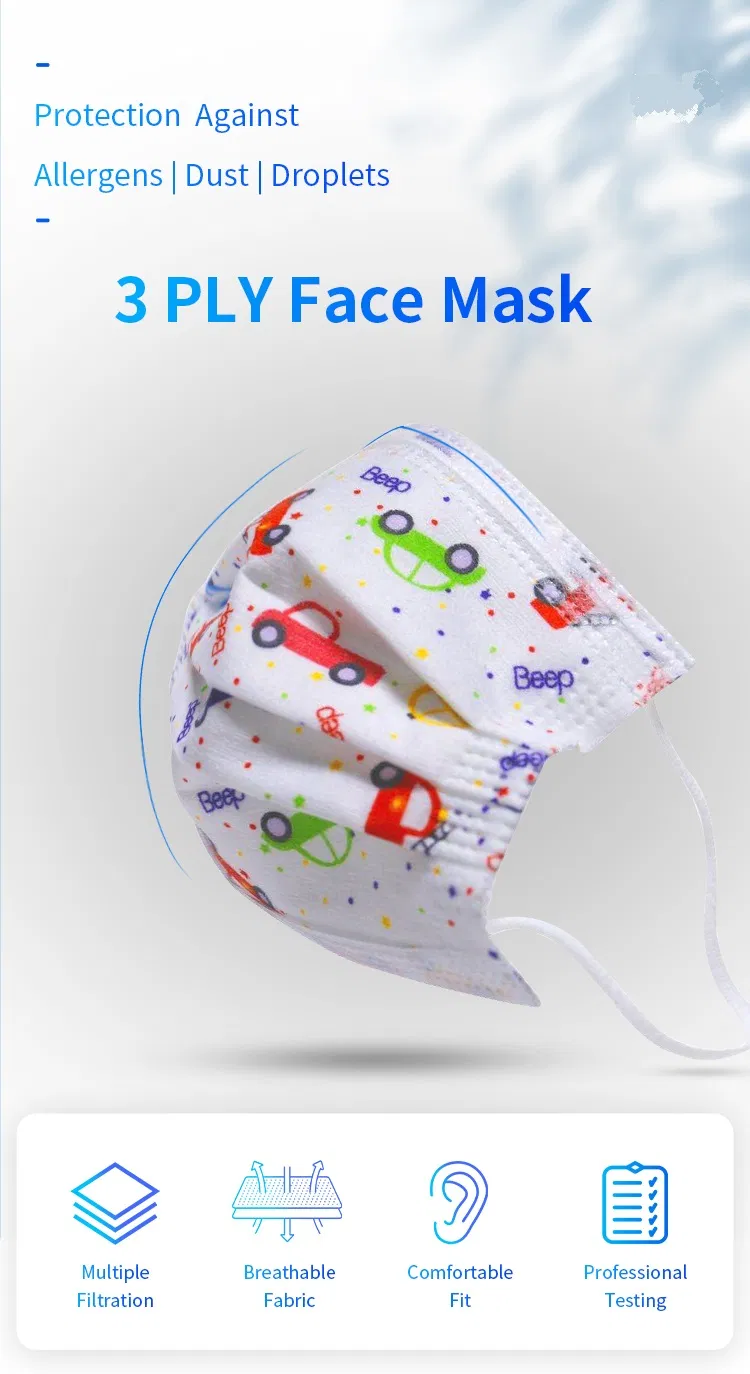 3 Ply Perfect Disposable Non-Woven Nose Mouth Printed Half Face Mask