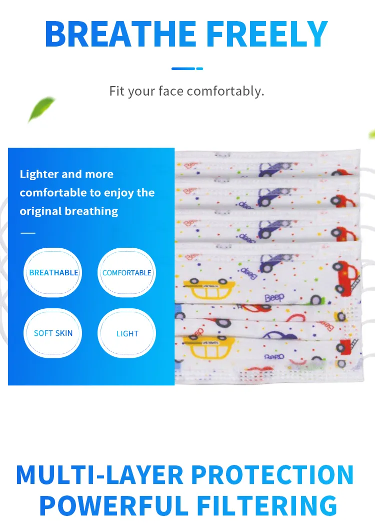 3 Ply Perfect Disposable Non-Woven Nose Mouth Printed Half Face Mask