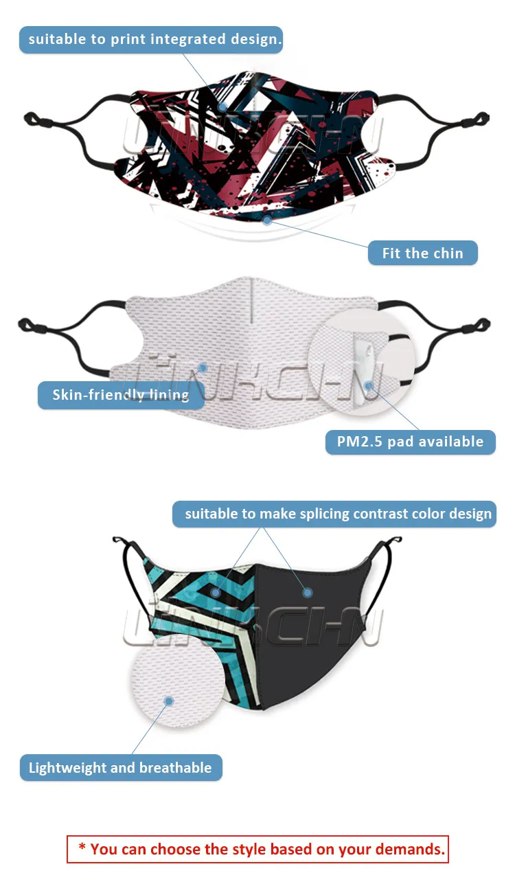 Custom Polyester Fabric Cotton Cloth Filter Protective Reusable Face Masks