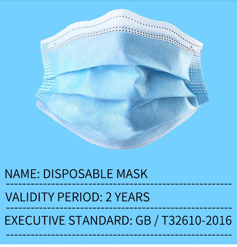Disposable Non-Woven Face Mask with Elastic Ear-Loops
