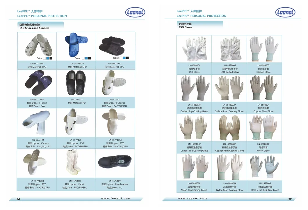 ESD Antistatic Safety Shoes for Laboratory Clean Room Ln-1577105PVC