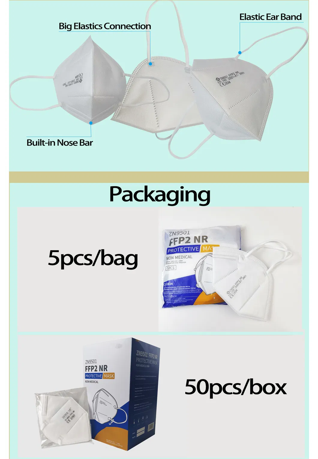 FFP2 Masks in Black/White Colors with CE Certificate