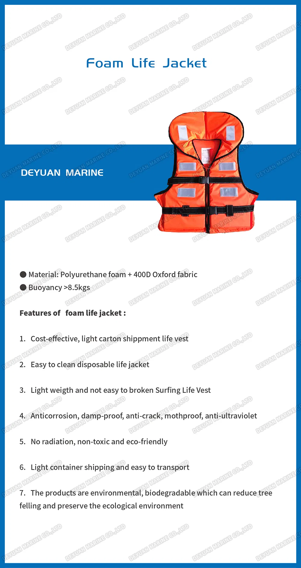 Marine Surfing Floating Work Foam Portable Life Jacket