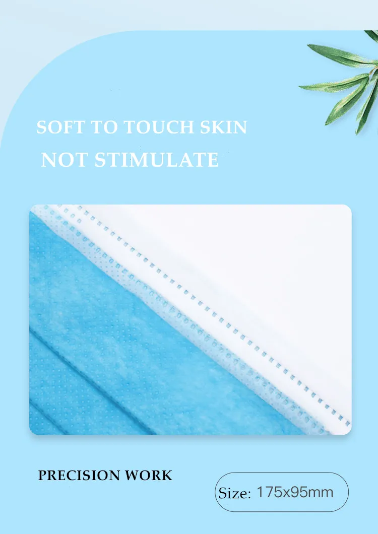 Protective Safety Inspection Oral Dental Non-Woven Three-Layer Dust Mask Disposable Masks for Children and Adults, with Earlobe Lace