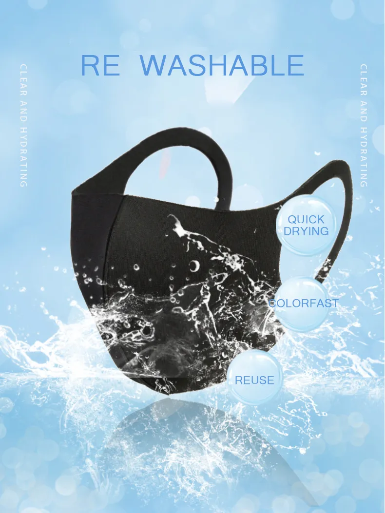 Spring Washable Reusable Fashion Cotton Facemasks Custom Cooling Ice Silk Party Face Masks with Logo Dust-Proof